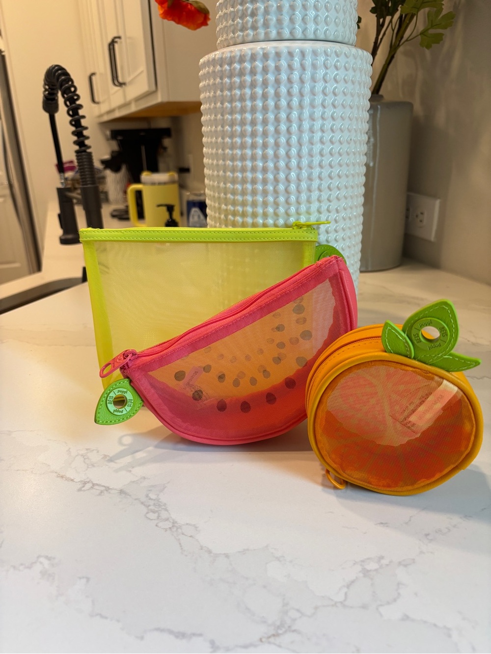 BEIS x Poppi mesh pouch set - Watermelon, Orange, Lime